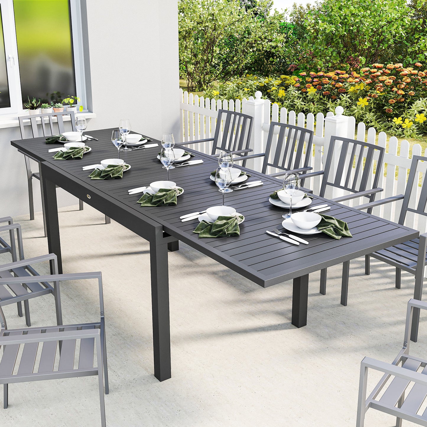 Outsunny Mesa De Jardín Extensible 135/270x90 Cm_1
