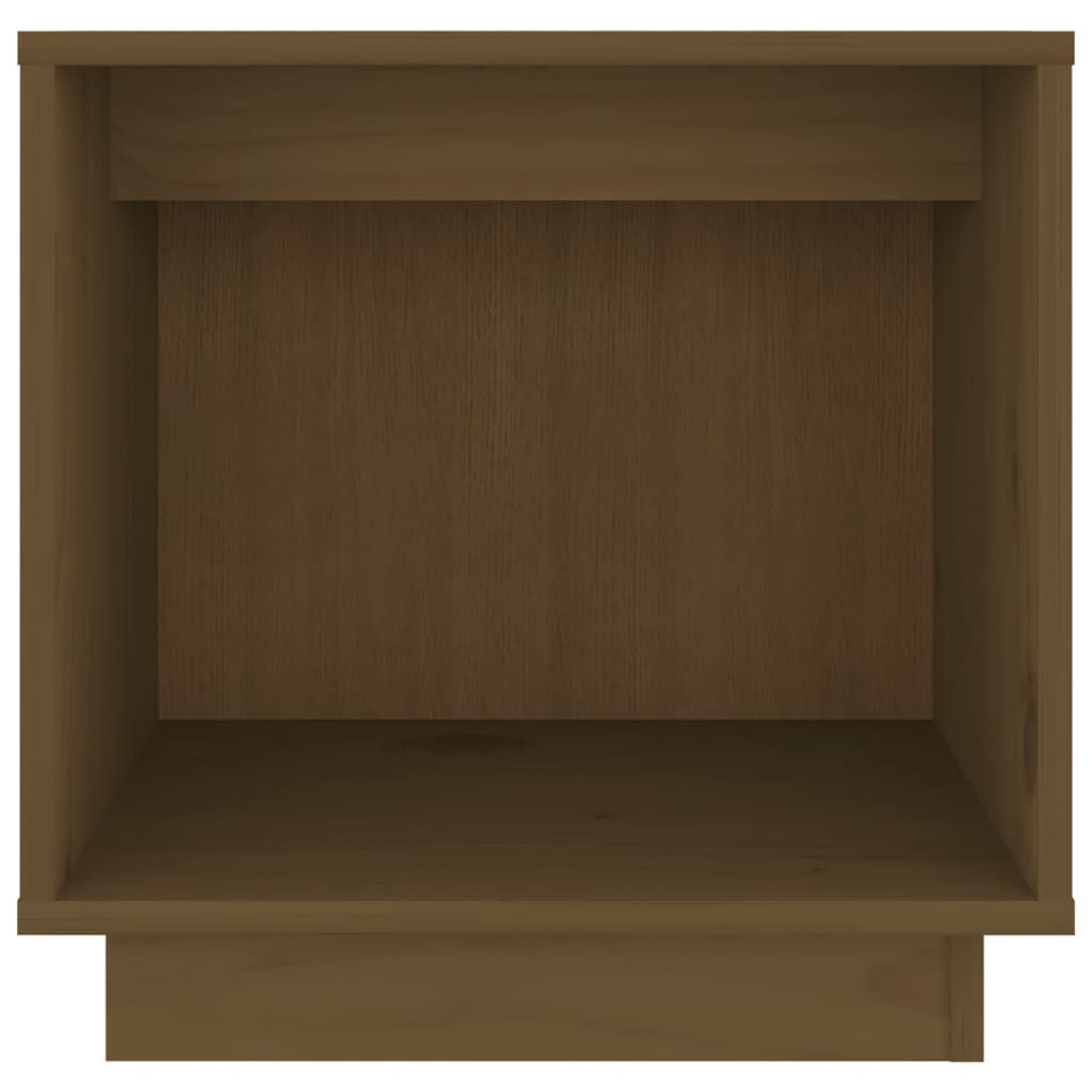 Mesita De Noche De Madera Maciza De Pino Marrón Miel 40x30x40cm_2