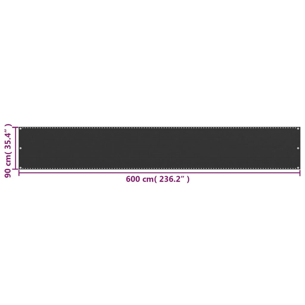 Vidaxl Toldo Para Balcón Hdpe 90x600 Cm Gris Antracita_2
