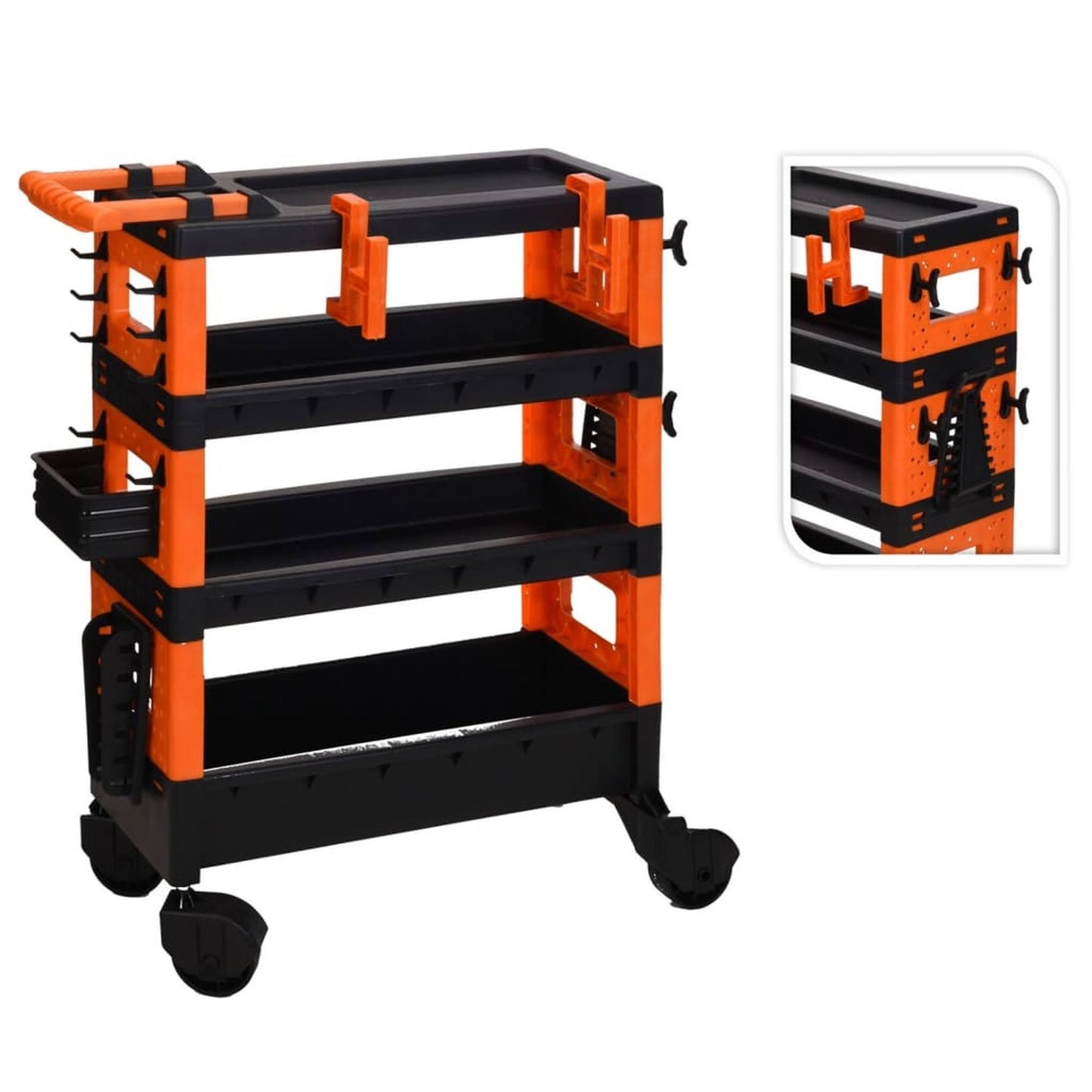 Well Home Carro De Transporte 68x35x87,5cm En Color Negro Y Naranja