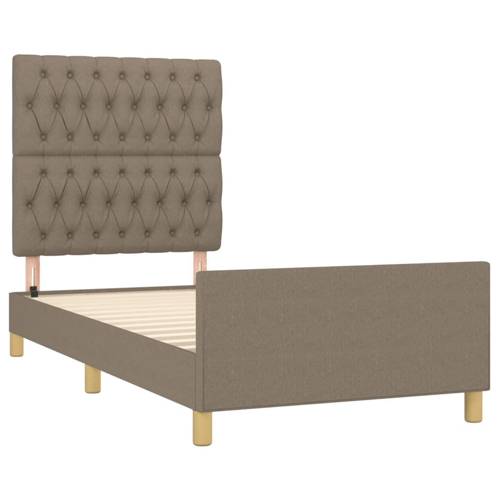 Estructura De Cama Con Cabecero De Tela Gris Taupe 90x200 Cm / Vetonek_2