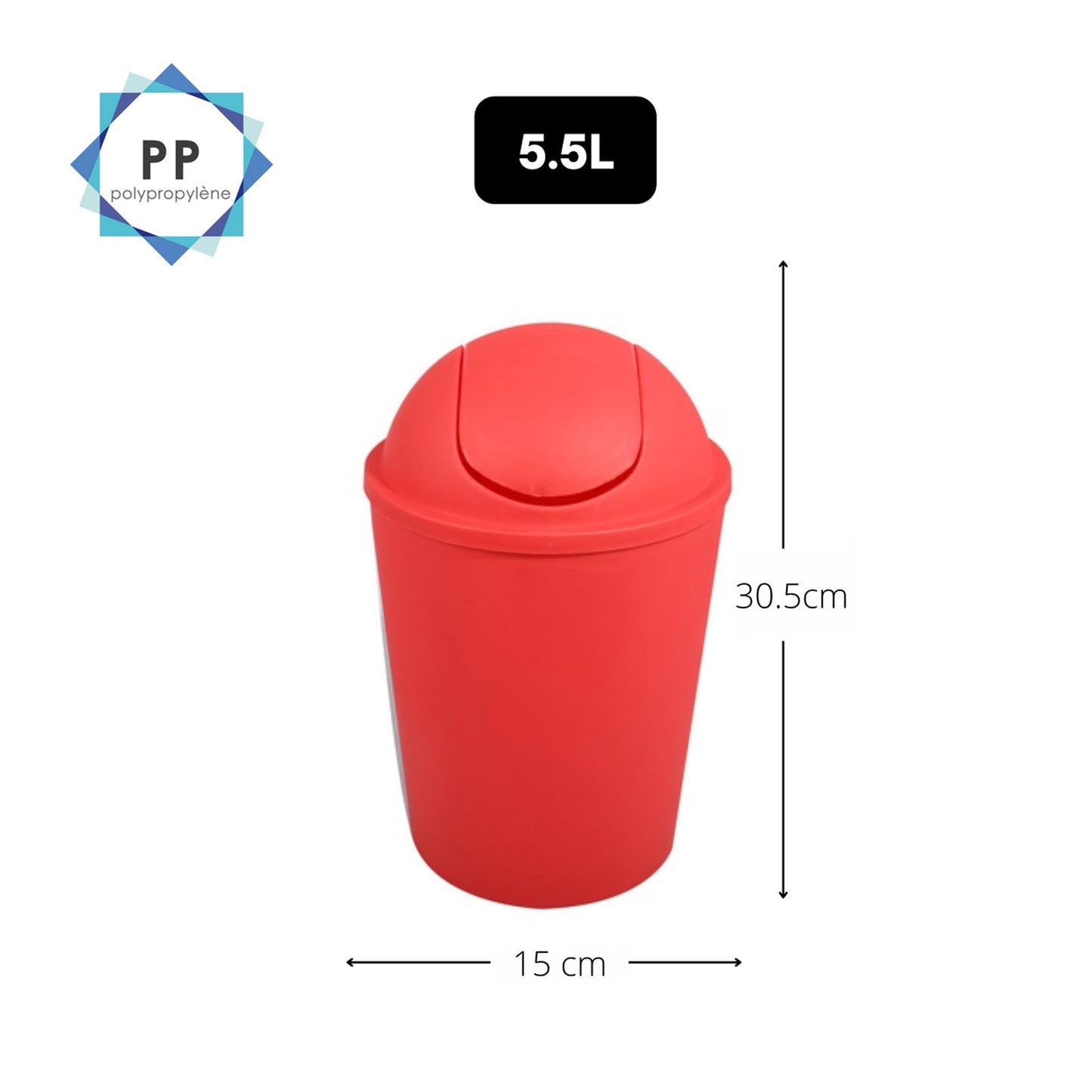 Cubo De Basura ako 5,5l Con Tapa Abatible Roja_1