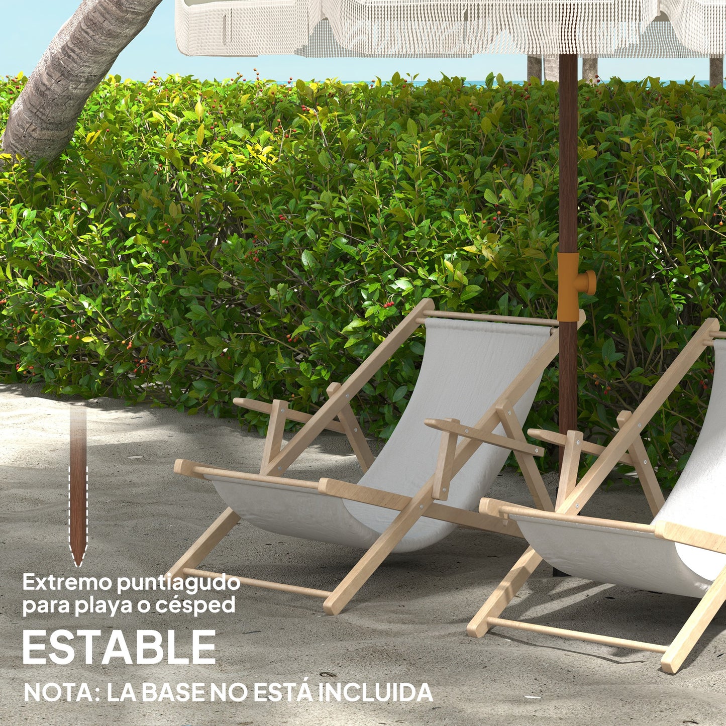 Outsunny Sombrilla De Playa Grande Ø190x210 Cm Con Protección Uv40+ Verde_5