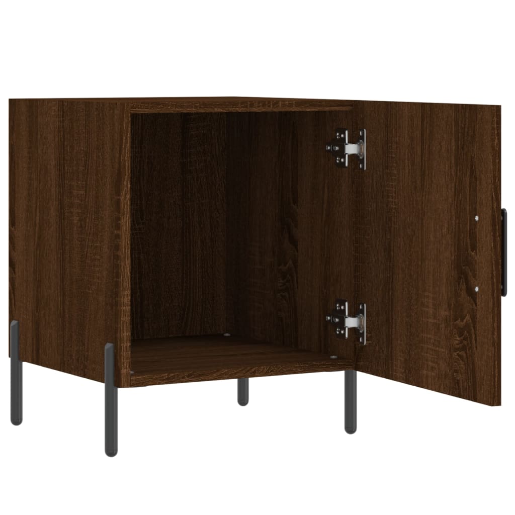Mesita De Noche Madera De Ingeniería Marrón Roble 40x40x50 Cm_3