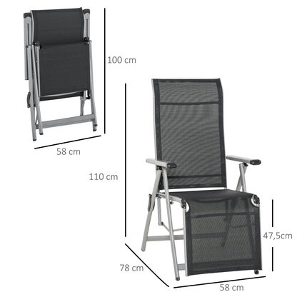 Outsunny Conjunto De 2 Tumbonas Reclinables Y Plegables 78x58x110 Cm Negro_2