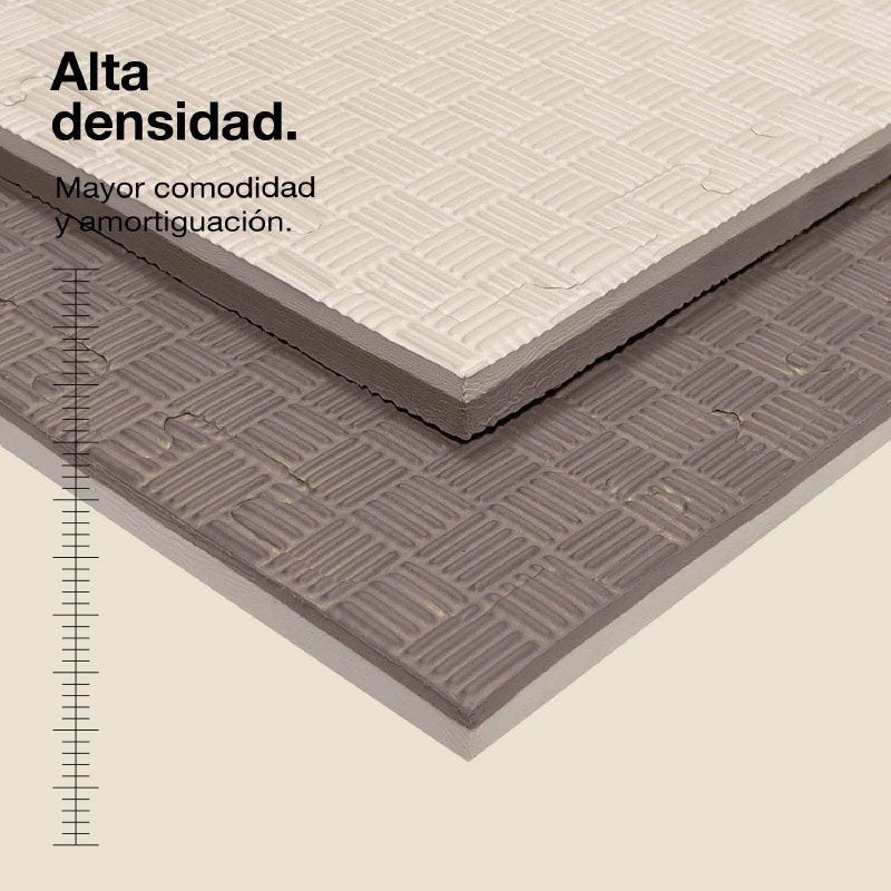 Tatami Puzzle 2cm 100x100cm, Pack 4 Unidades – Superficie 5 Líneas Gris/blanco Jowy_1