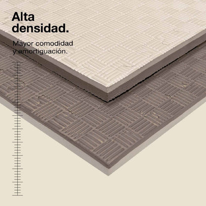 Tatami Puzzle 2cm 100x100cm, Pack 4 Unidades – Superficie 5 Líneas Gris/blanco Jowy_1