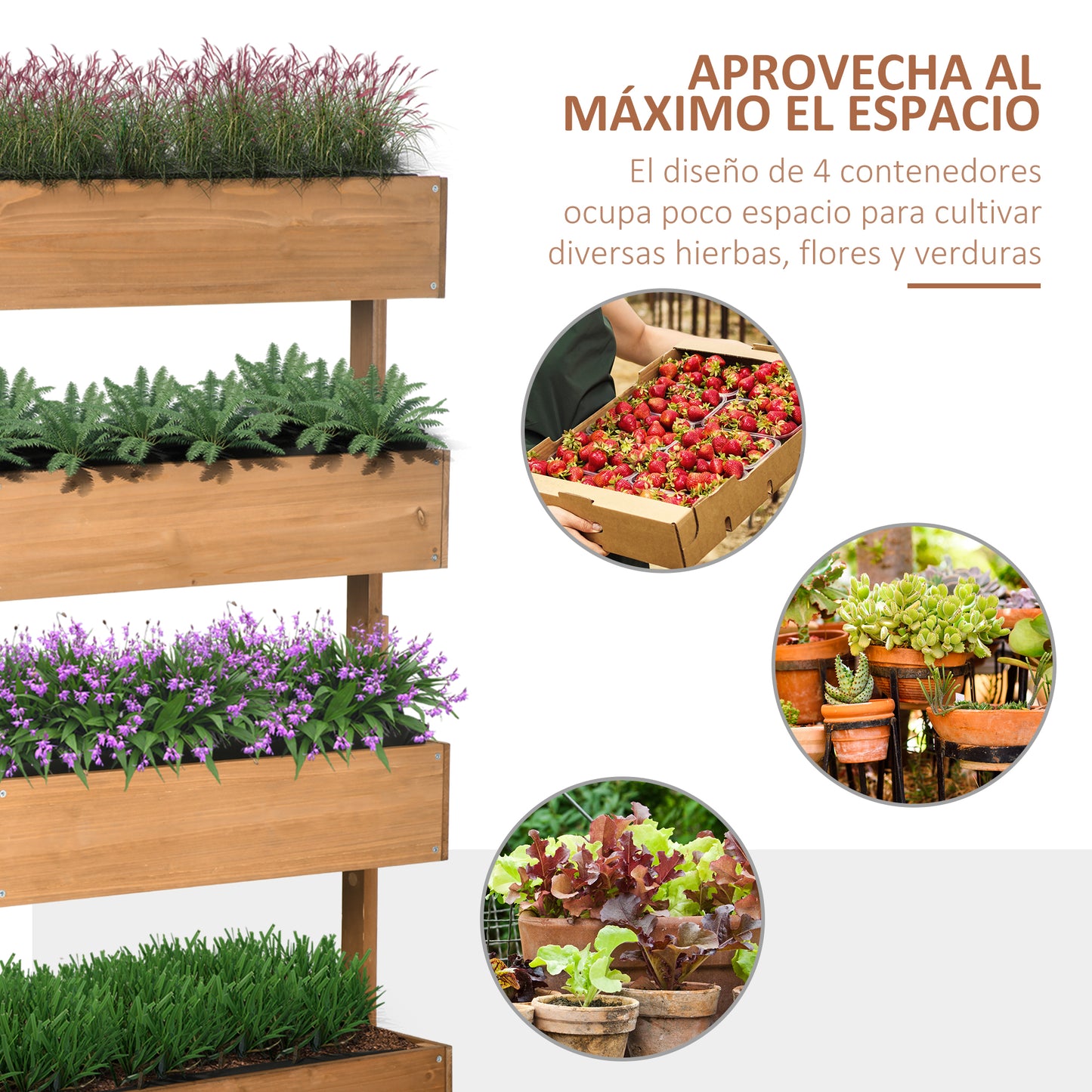 Outsunny Jardinera De Madera De 4 Niveles_3