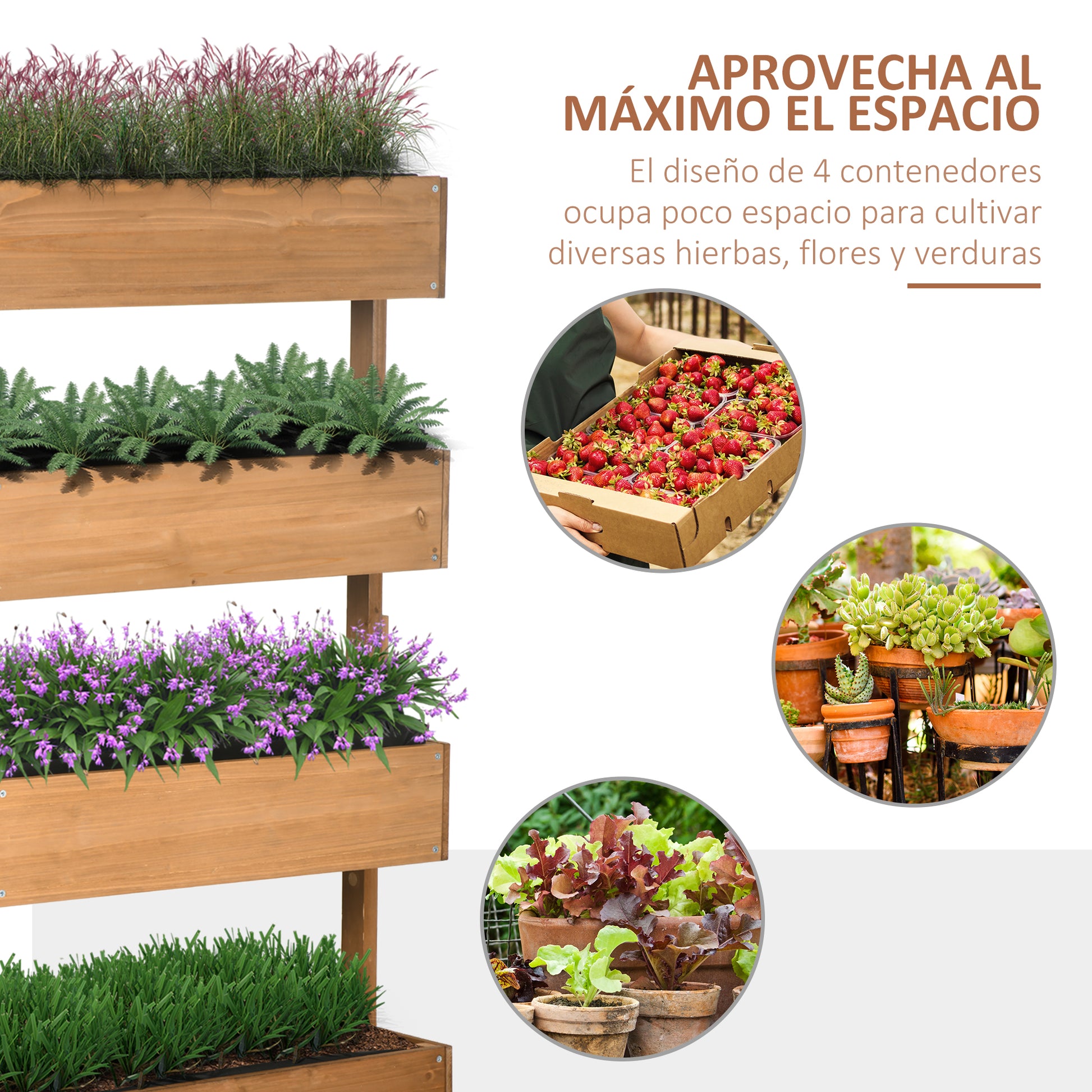 Outsunny Jardinera De Madera De 4 Niveles_3
