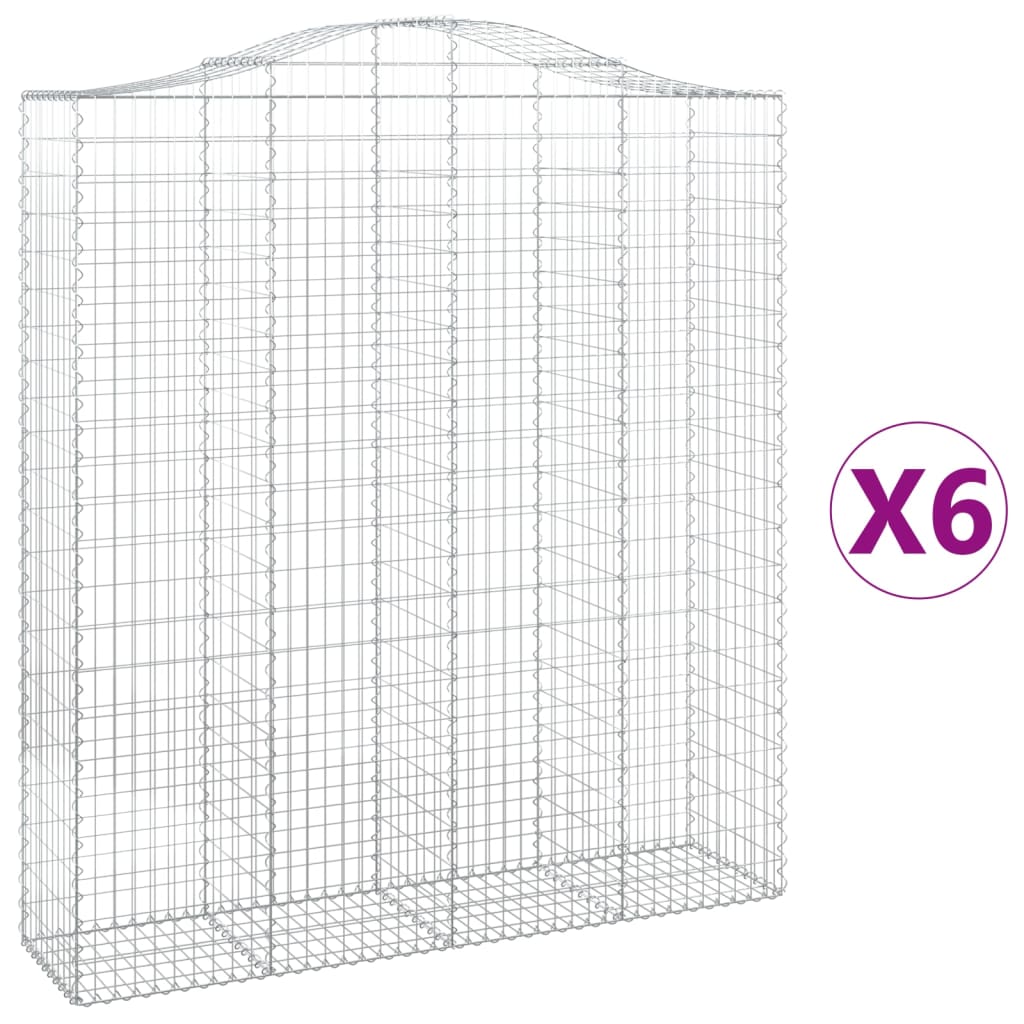Cestas De Gaviones 6 Uds Forma De Arco Hierro 200x50x220/240 Cm_0