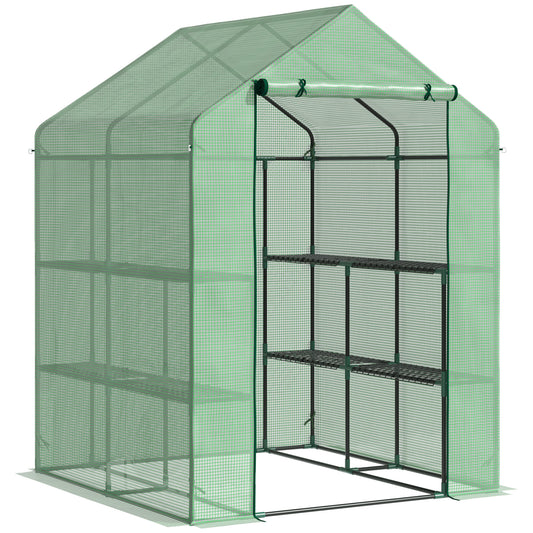 Invernadero De Jardín Con 4 Estantes Outsunny 143x138x190 Cm Verde_0