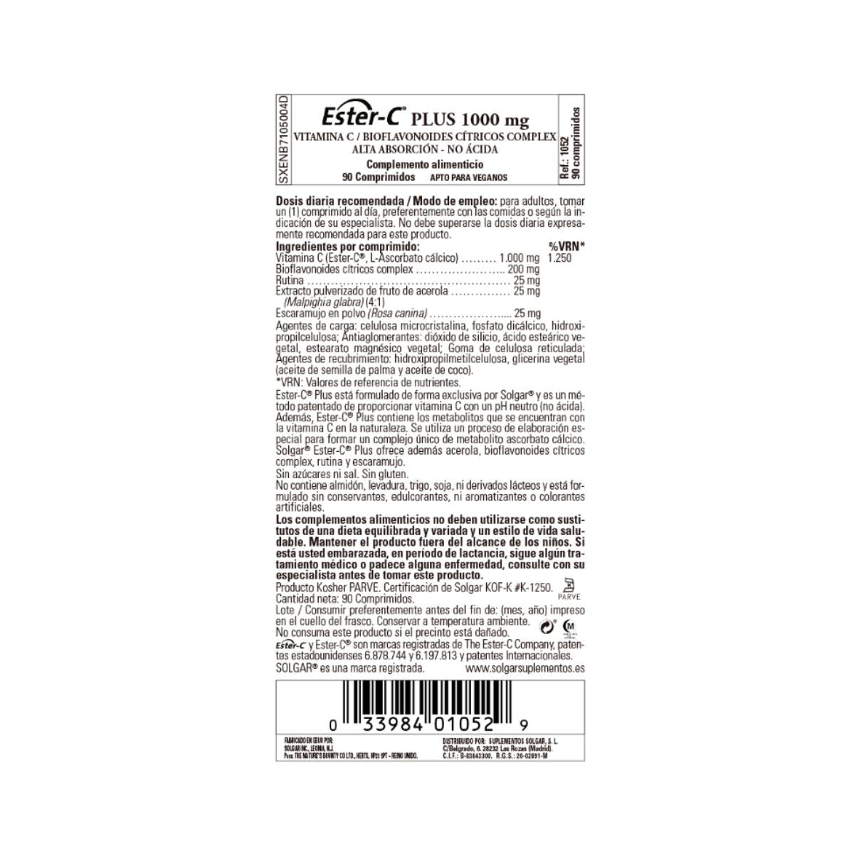 Ester C Plus Vitamina C, 90 comprimidos de 1000mg