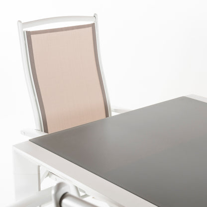 Conjunto Para Jardín Mesa Extensible 160-210 Cm Y 6 Sillones Reclinables De Color Blanco_4
