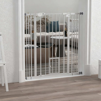 Pawhut Barrera De Seguridad Para Perros Con 1 Puerta 74-101x104,1 Cm Blanco_1