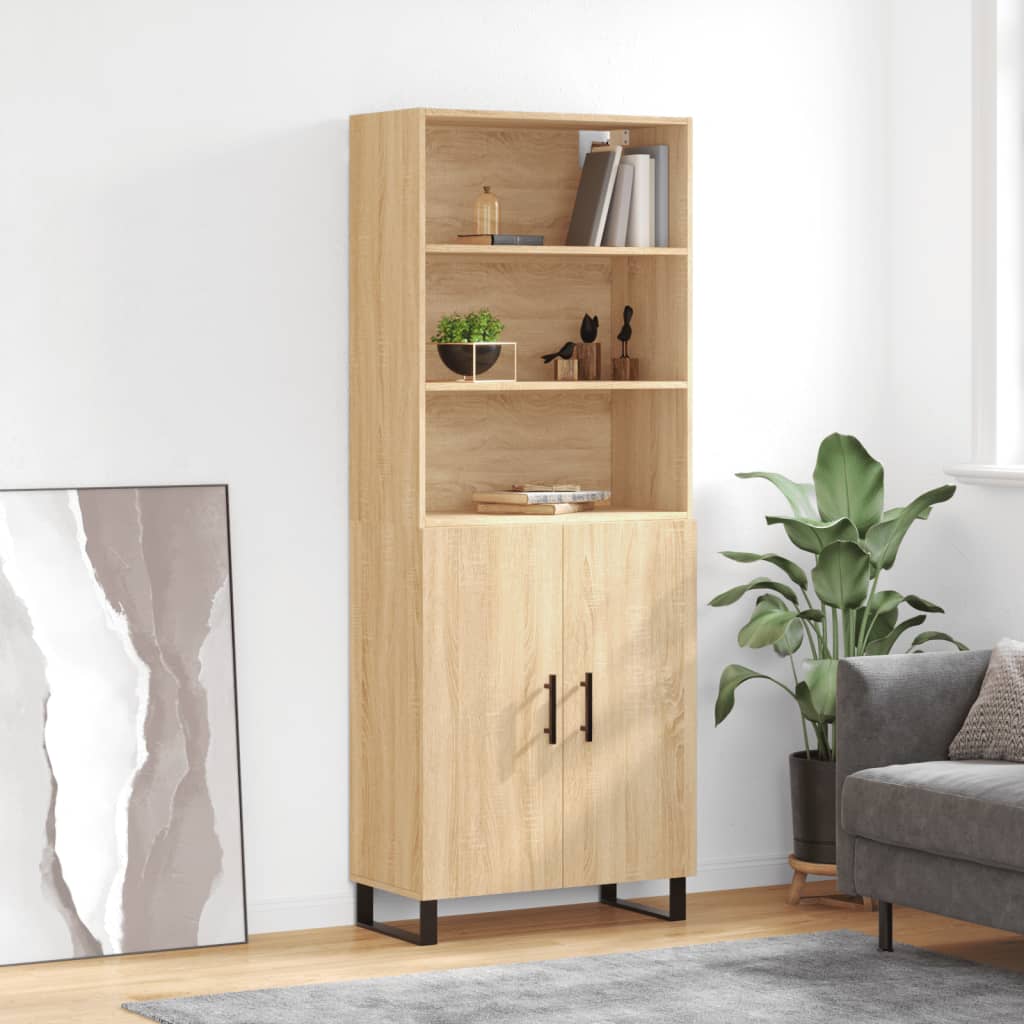 Aparador Alto Madera Contrachapada Color Roble 69,5x34x180 Cm_0