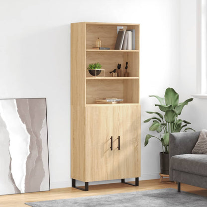 Aparador Alto Madera Contrachapada Color Roble 69,5x34x180 Cm_0