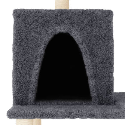 Rascador Para Gatos Con Postes De Sisal Gris Oscuro 167 Cm_4