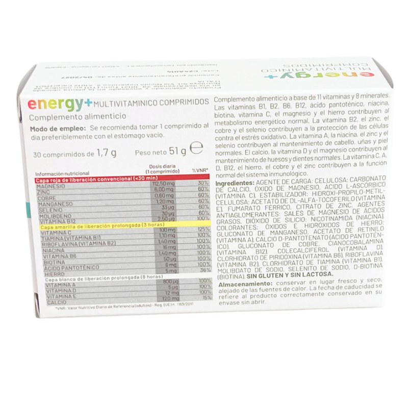 Energy+ Multivitamínico Con Liberación Prolongada – 11 Vitaminas Y 8 Minerales Para Energía Y Recuperación_1