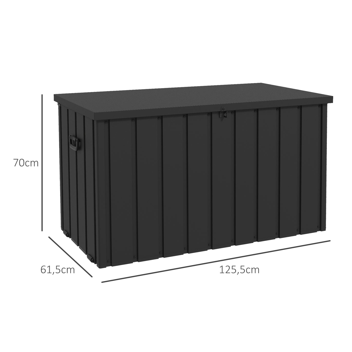 Outsunny Baúl De Almacenaje Exterior 450l Con 4 Ruedas 2 Asas 125,5x61,5x70 Cm_2
