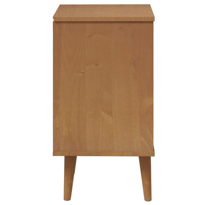 Mesita De Noche Molde Madera Maciza De Pino Marrón 40x35x65 Cm_4