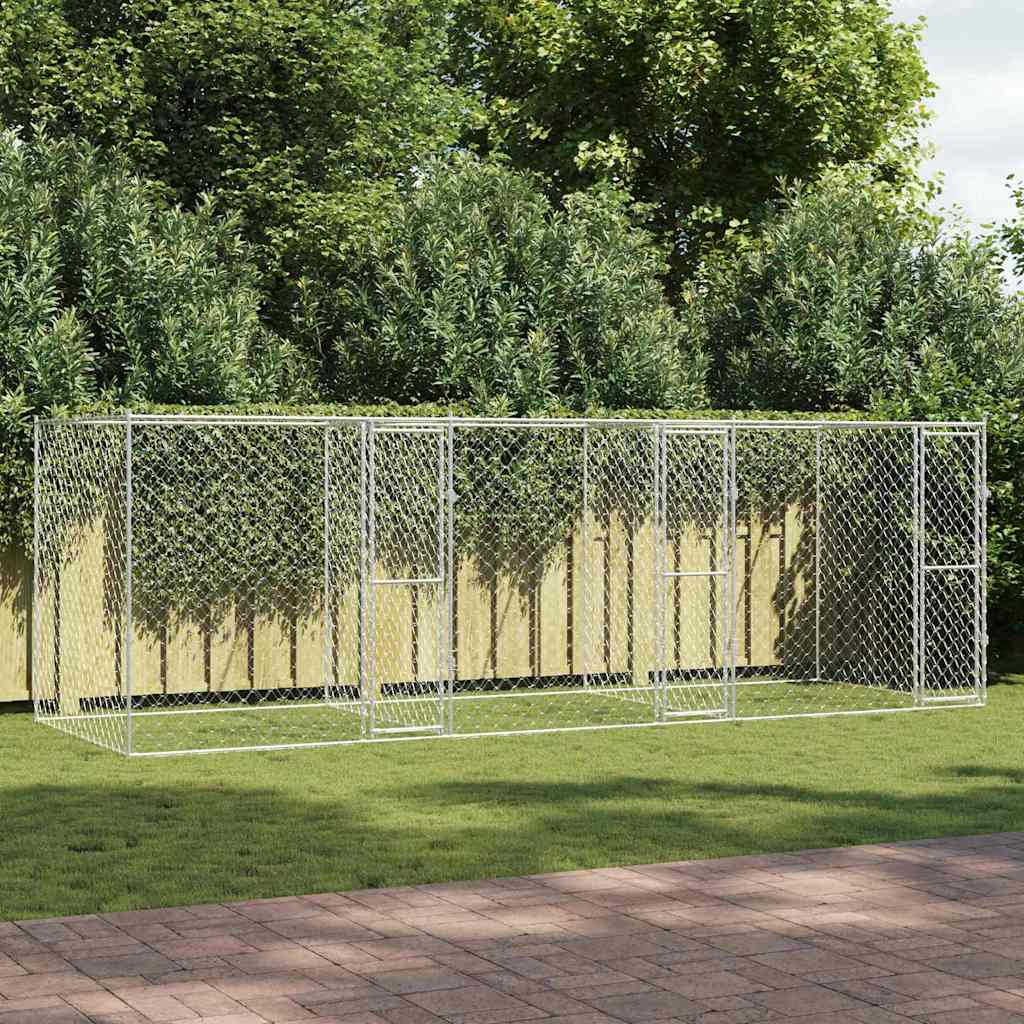 Jaula Para Perro Plateado 600 X 200 X 200 Cm Acero Galvanizado_1