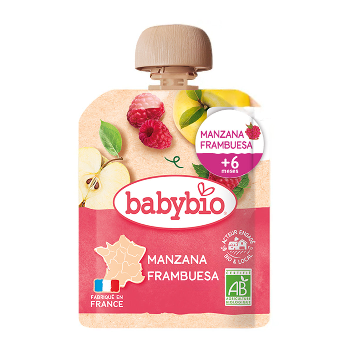 Pouche Manzana y Frambuesa BabyBio 90g