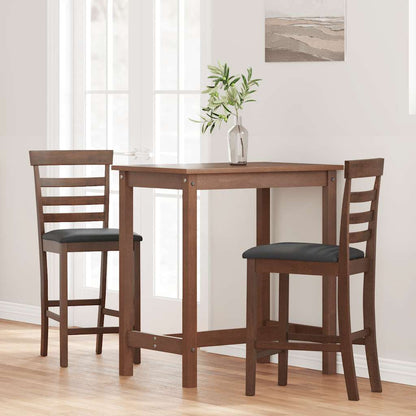 Taburetes De Bar Con Cojines 2 Uds Madera Maciza Marrón Caucho_1