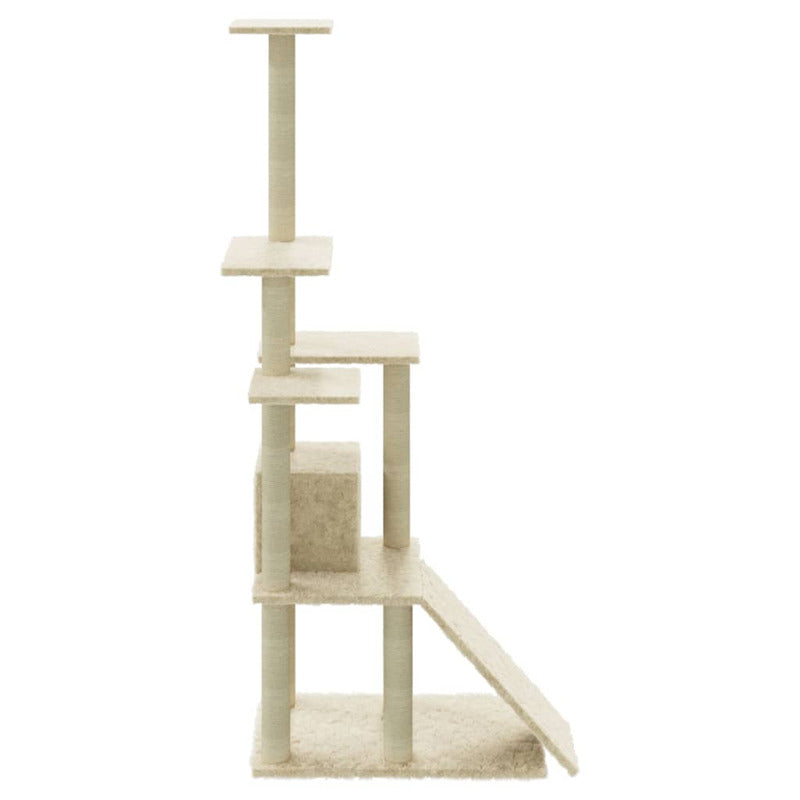 Vidaxl Rascador Para Gatos Con Postes De Sisal Color Crema 155 Cm_5
