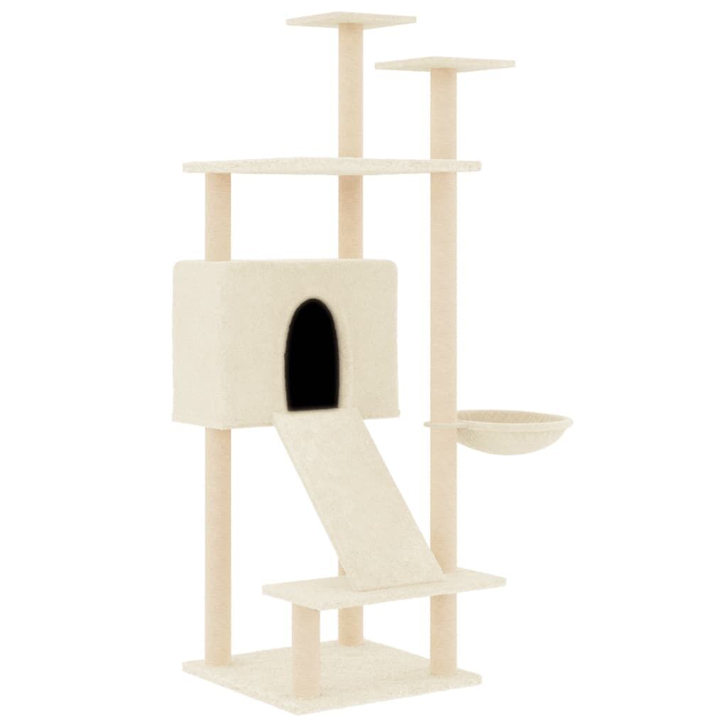 Vidaxl Rascador Para Gatos Con Postes De Sisal Crema 153 Cm_0
