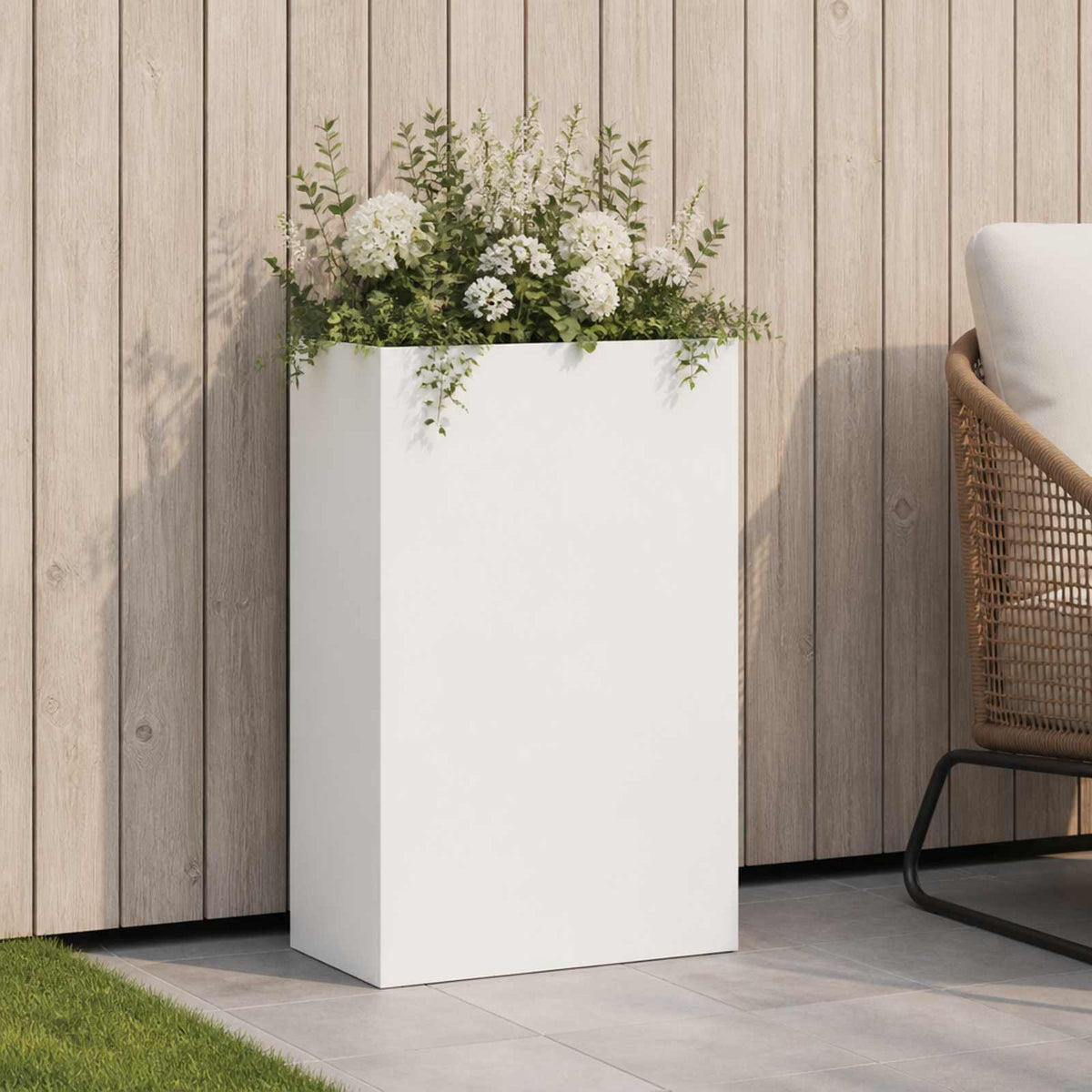 Macetero De Jardín Blanco 40 X 20 X 75 Cm_1