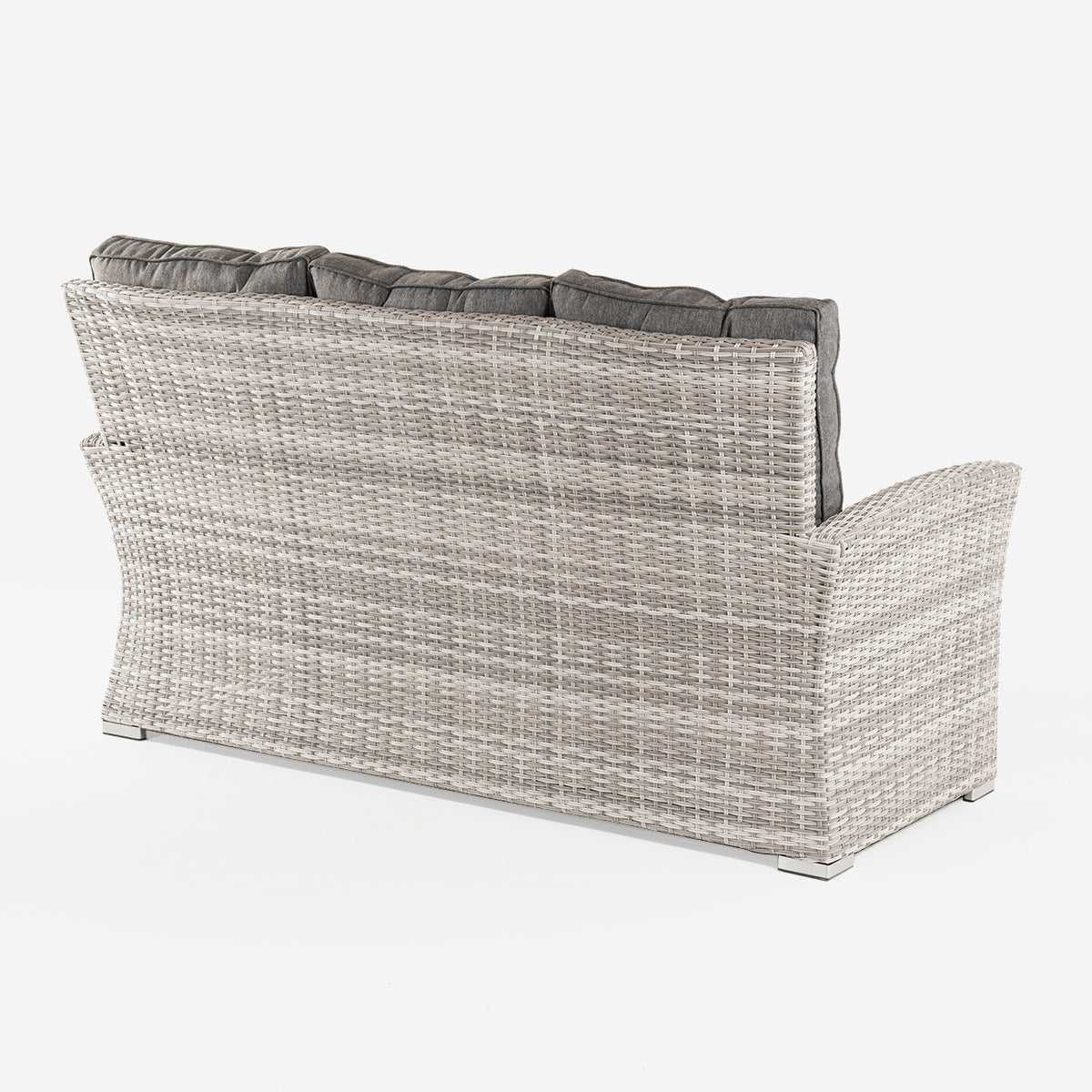 Sofá Para Jardín, 3 Plazas, Color Gris, Aluminio Y Rattán Sintético, Tamaño:80x170x93 Cm,cojín Antracita Incluido_3