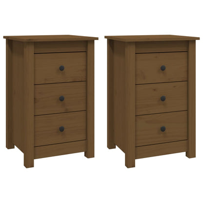 Mesitas De Noche 2 Uds Madera De Pino Marrón Miel 40x35x61,5 Cm_0