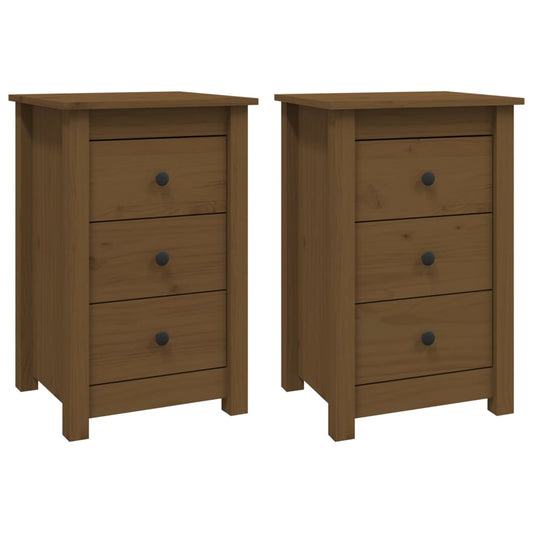 Mesitas De Noche 2 Uds Madera De Pino Marrón Miel 40x35x61,5 Cm_0