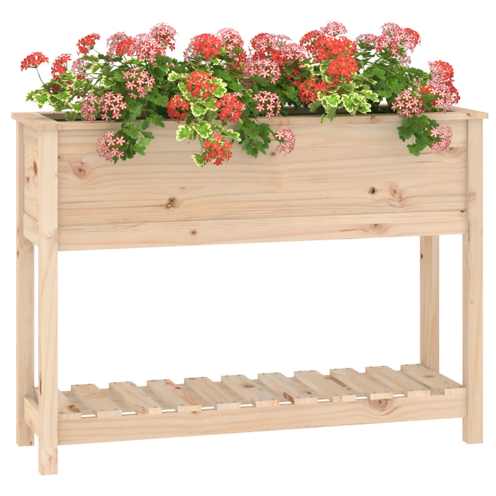 Jardinera Con Estante Madera Maciza De Pino 111,5x34,5x81 Cm_3