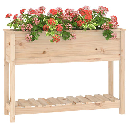 Jardinera Con Estante Madera Maciza De Pino 111,5x34,5x81 Cm_3