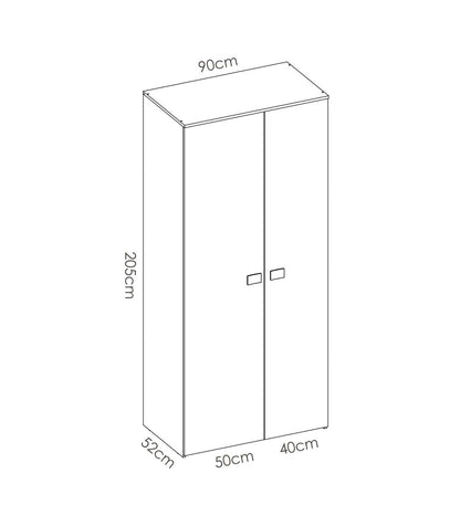 Armario Ropero 2 Puertas Abatibles Santisteban Blanco/natural, 205 Cm(alto) 90 Cm(ancho) 5_4