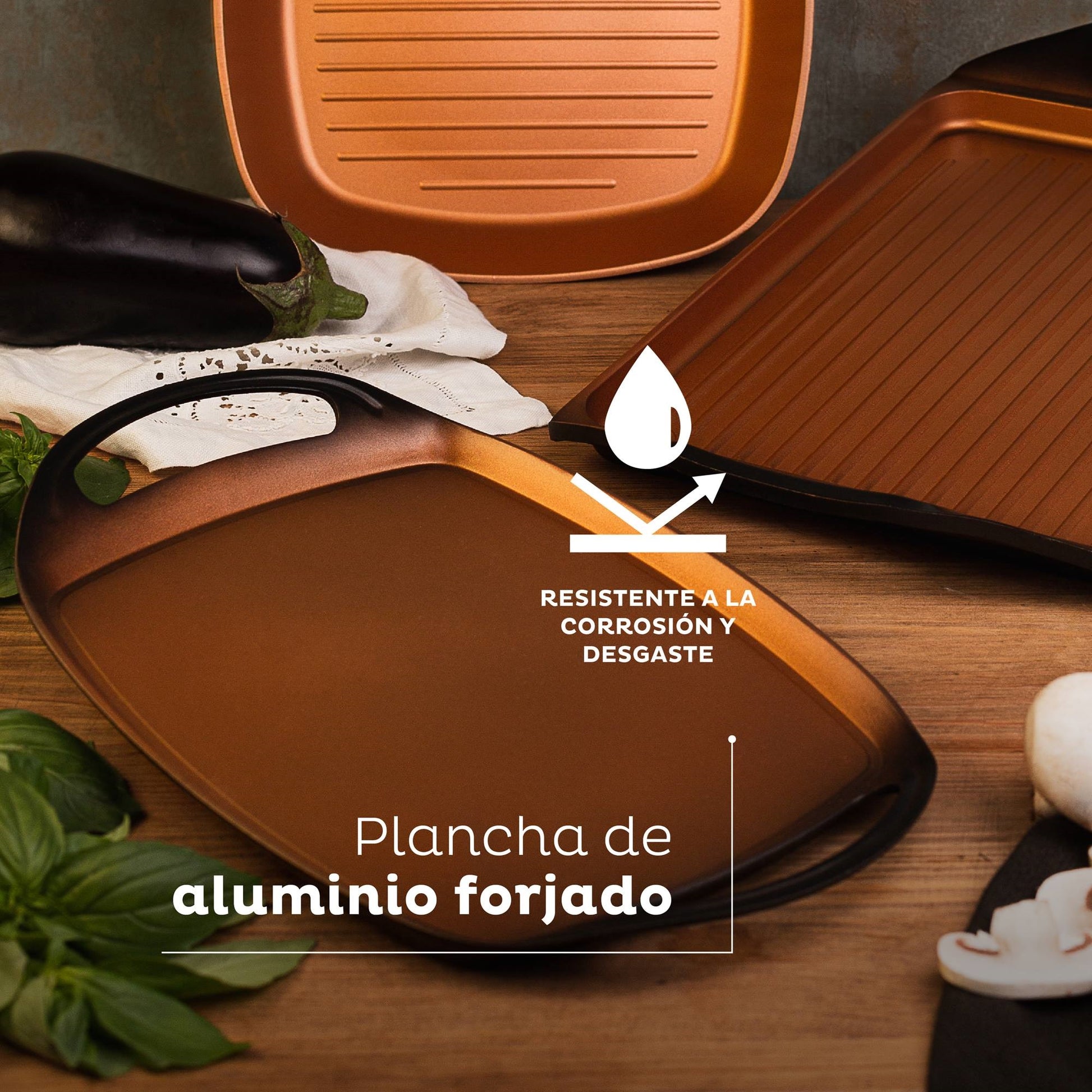 Set Plancha 36cm Y Cuchillos De Cocina San Ignacio