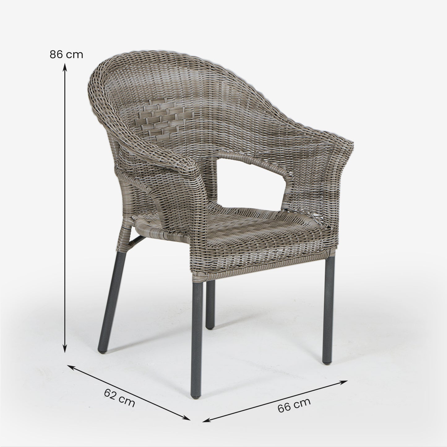 Conjunto De Mesas Y Sillas Para Exterior, Aluminio, Aluminio Y Ratán Sintético Redondo, Color Antracita, Mesa:72x72 Sillon:66x62x86_4