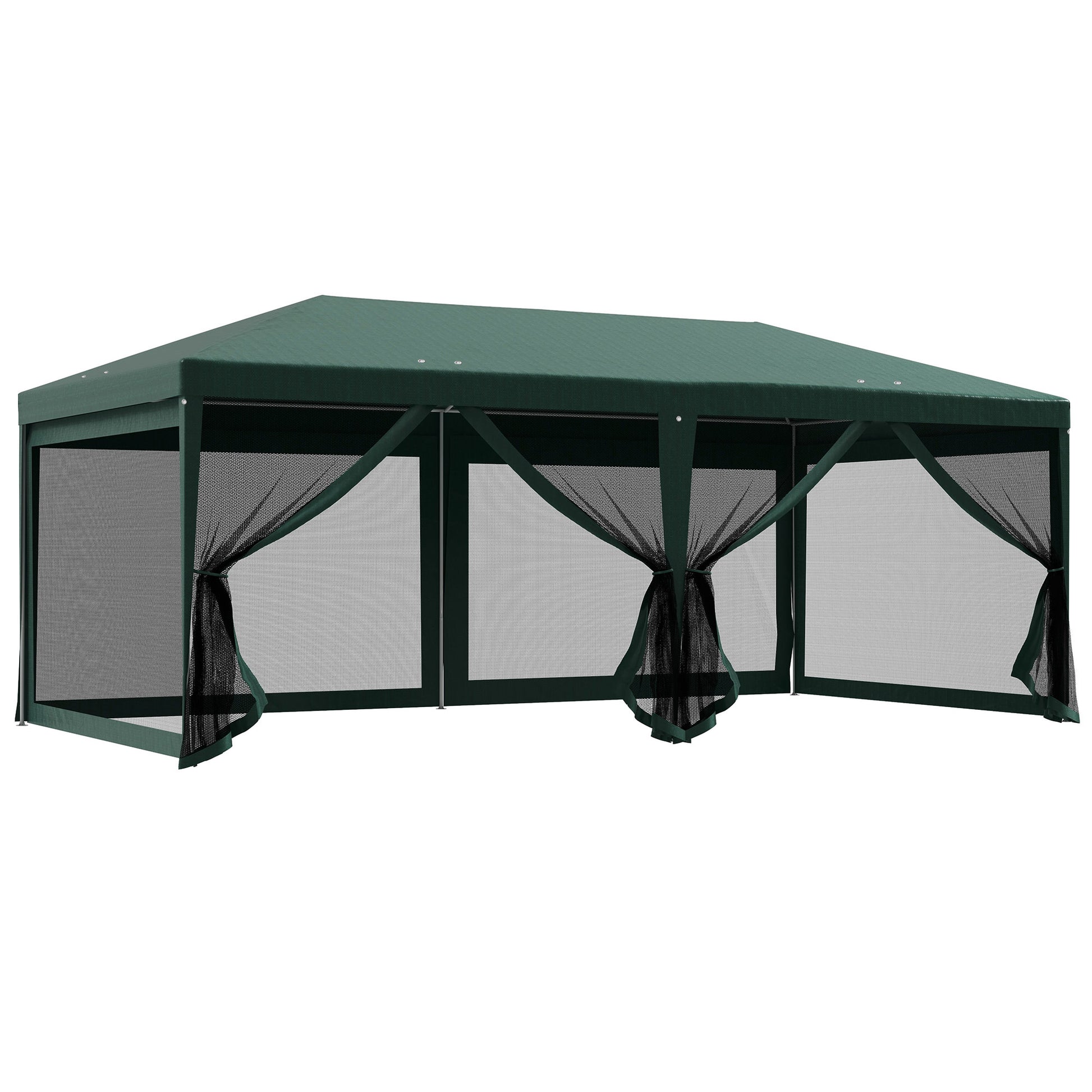 Outsunny Carpa De Jardín 6x3 M Con 6 Mosquiteras Laterales 2 Puertas Verde_0