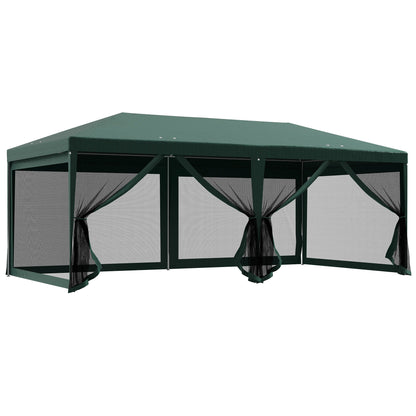 Outsunny Carpa De Jardín 6x3 M Con 6 Mosquiteras Laterales 2 Puertas Verde_0