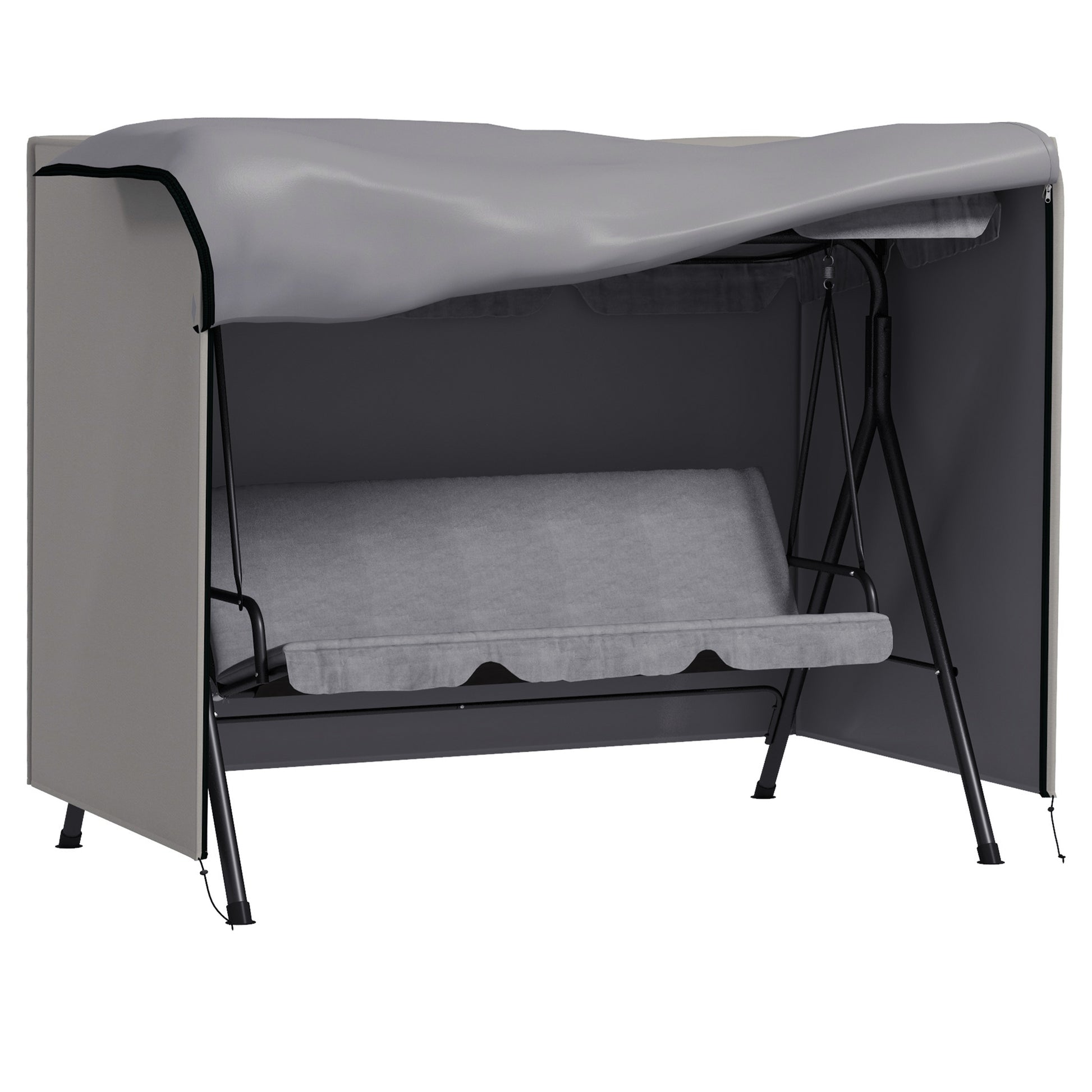 Outsunny Funda Balancín Jardín Con 2 Cremalleras 205x124x164 Cm Gris Claro_0