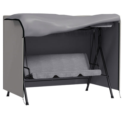 Outsunny Funda Balancín Jardín Con 2 Cremalleras 205x124x164 Cm Gris Claro_0