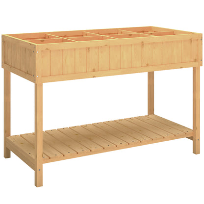 Outsunny Huerto Urbano Elevada De Madera Con Estante 110x46x76 Cm Natural_0