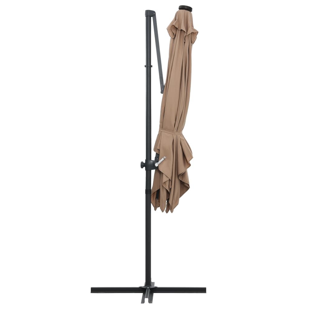 Vidaxl Sombrilla Voladiza Jardín Led Palo De Acero Taupe 250x250 Cm_4