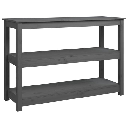 Mesa Consola De Madera Maciza De Pino Gris 110x40x74 Cm_0