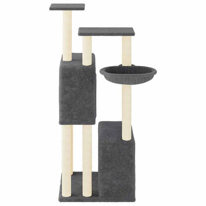 Rascador Para Gatos Con Postes De Sisal Gris Oscuro 122 Cm_3