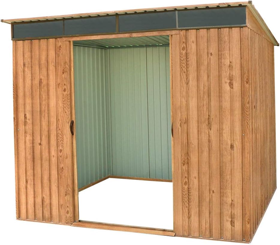 Duramax - Caseta Jardín - Top Shed Pentroof 8x6 - Metal - Color Imitación Madera_1