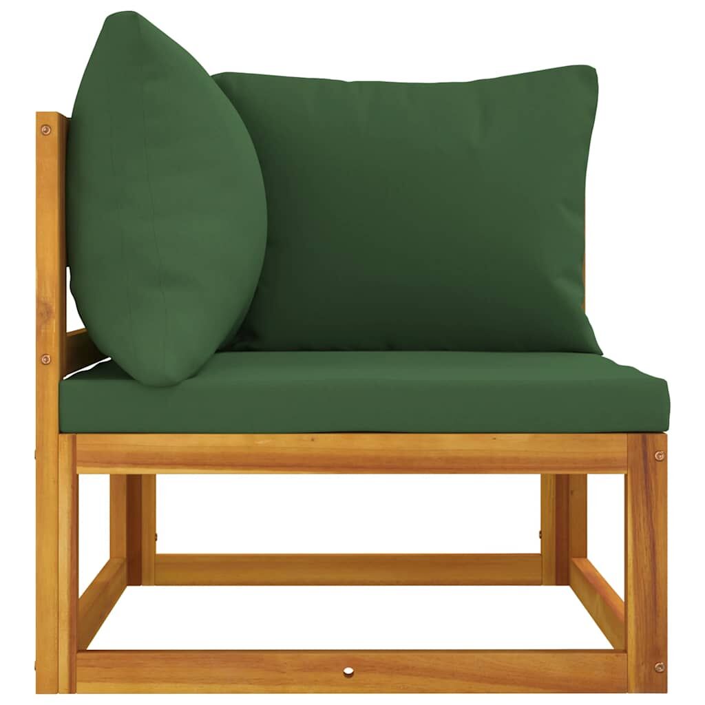 Vidaxl Sofá Esquinero Modular Madera Maciza Acacia Con Cojines Verde_3