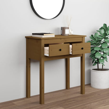 Mesa Consola De Madera Maciza De Pino Marrón Miel 70x35x75 Cm_1