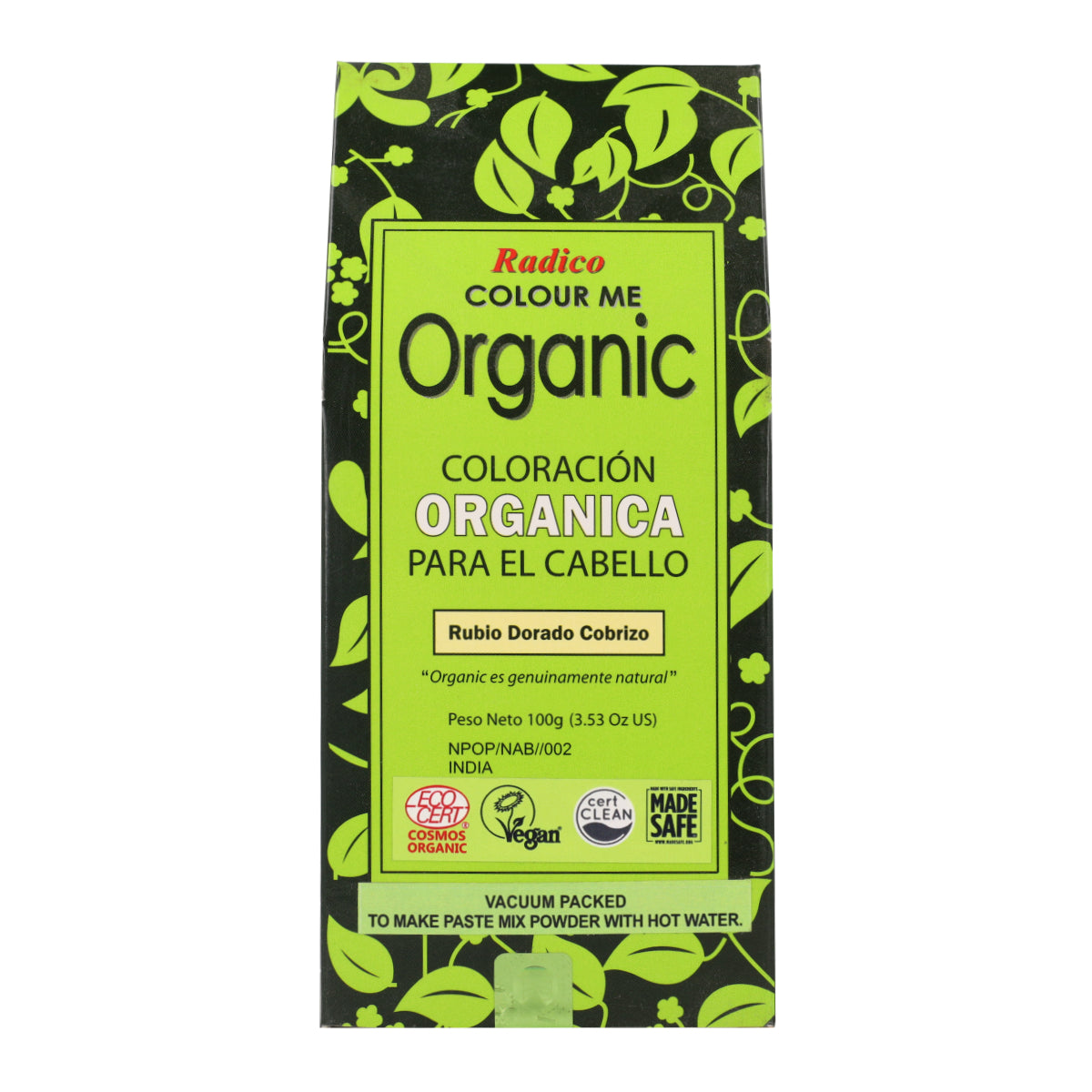 Tinte vegetal rubio dorado cobrizo Radico 100 g